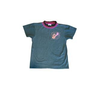 [Vintage] Youth Gray Single Stitch Lighting Bolt Surf Tshirt - Size L (14-16)